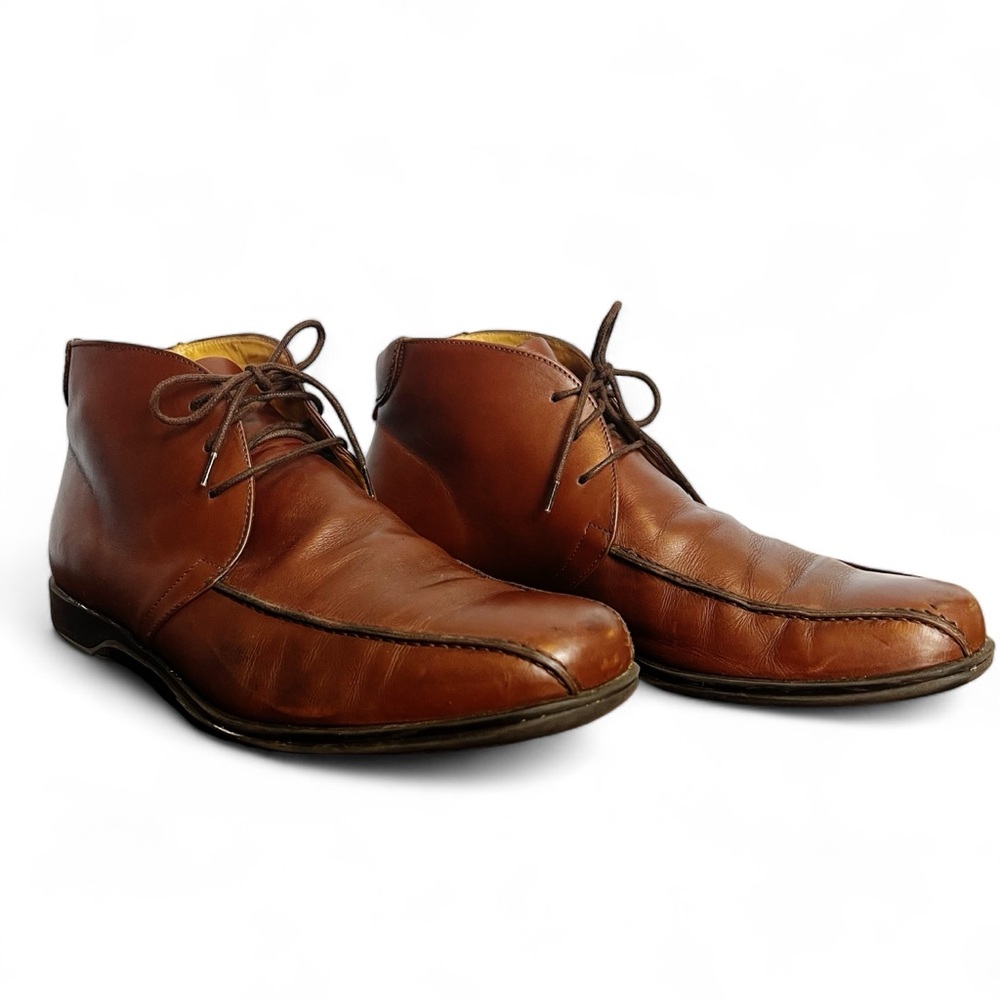 Coach Cromwell Men's 9D Brown Leather Chukka Boots Dress Ankle Stitch Toe Italy